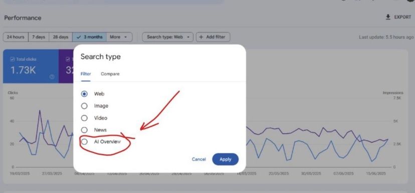ai mode traffic filter in GSC